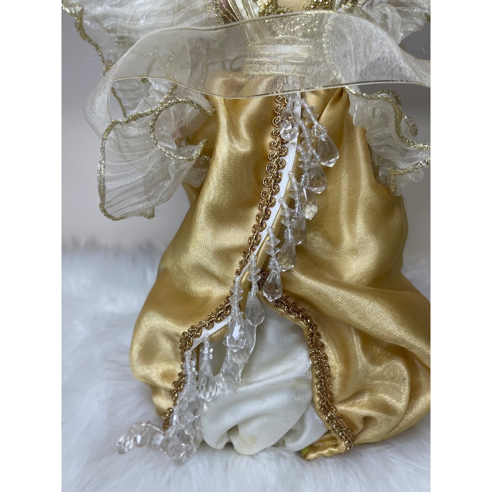 Vintage Dillard's Trimmings‎ Porcelain Angel Tree Topper Gold Gown With Box - Picture 4 of 16